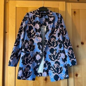 Wildfang Blue and Black Floral Blazer